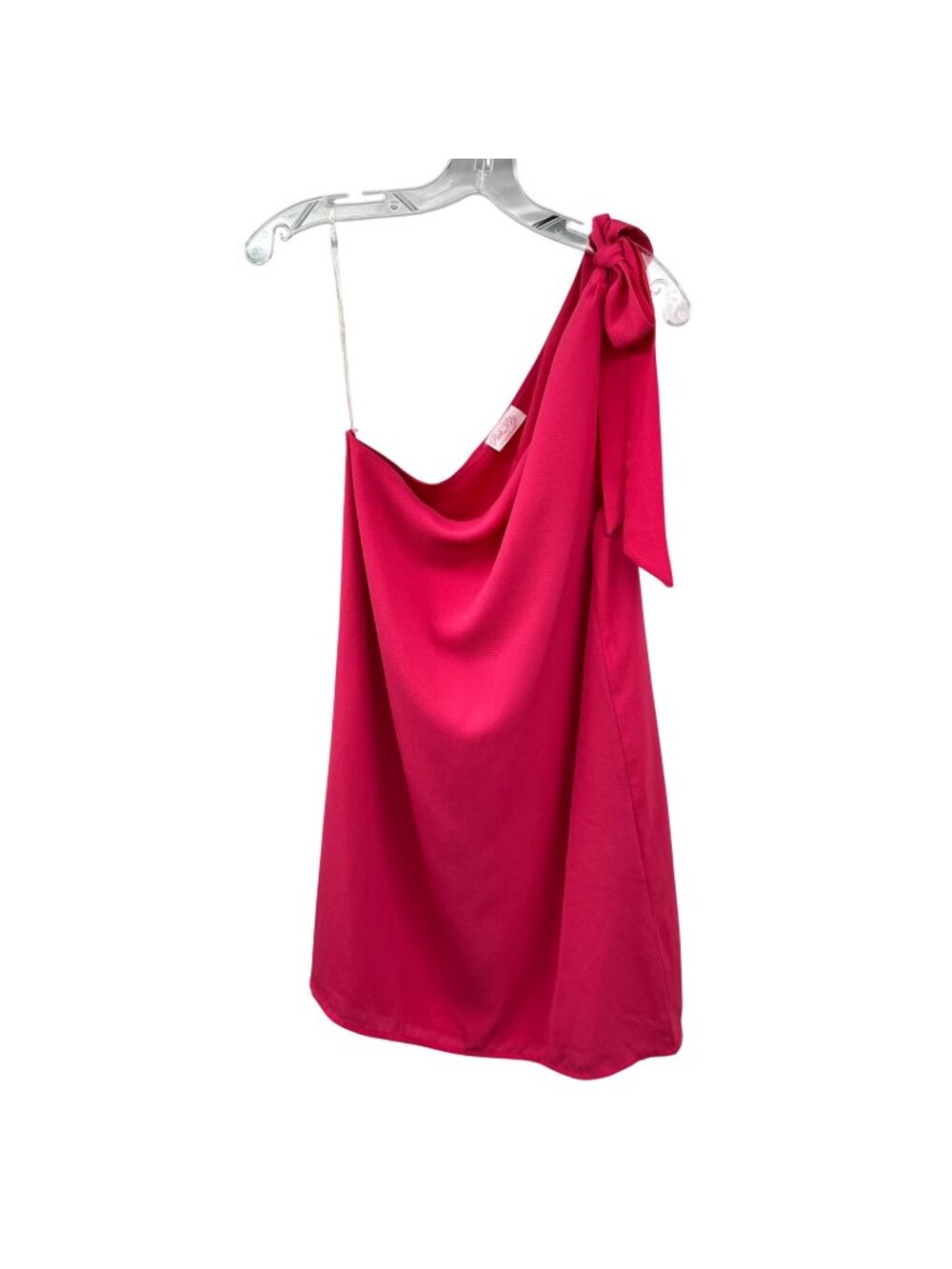 Pink Lily Women One Shoulder Mini Dress Pink Bow Size Small